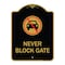 Signmission Never Block Gate with No Car, Black & Gold Aluminum Architectural Sign, 18" x 24", BG-1824-23862 A-DES-BG-1824-23862 - alternate 1